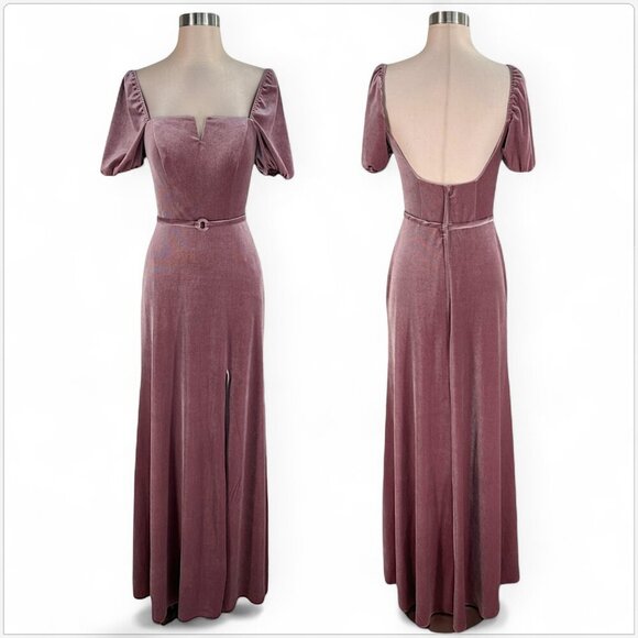 Morilee Mori Lee Desert Rose Velvet Stretch Pouf Sleeve Off Shoulder Dress NWT 4 - Picture 1 of 6